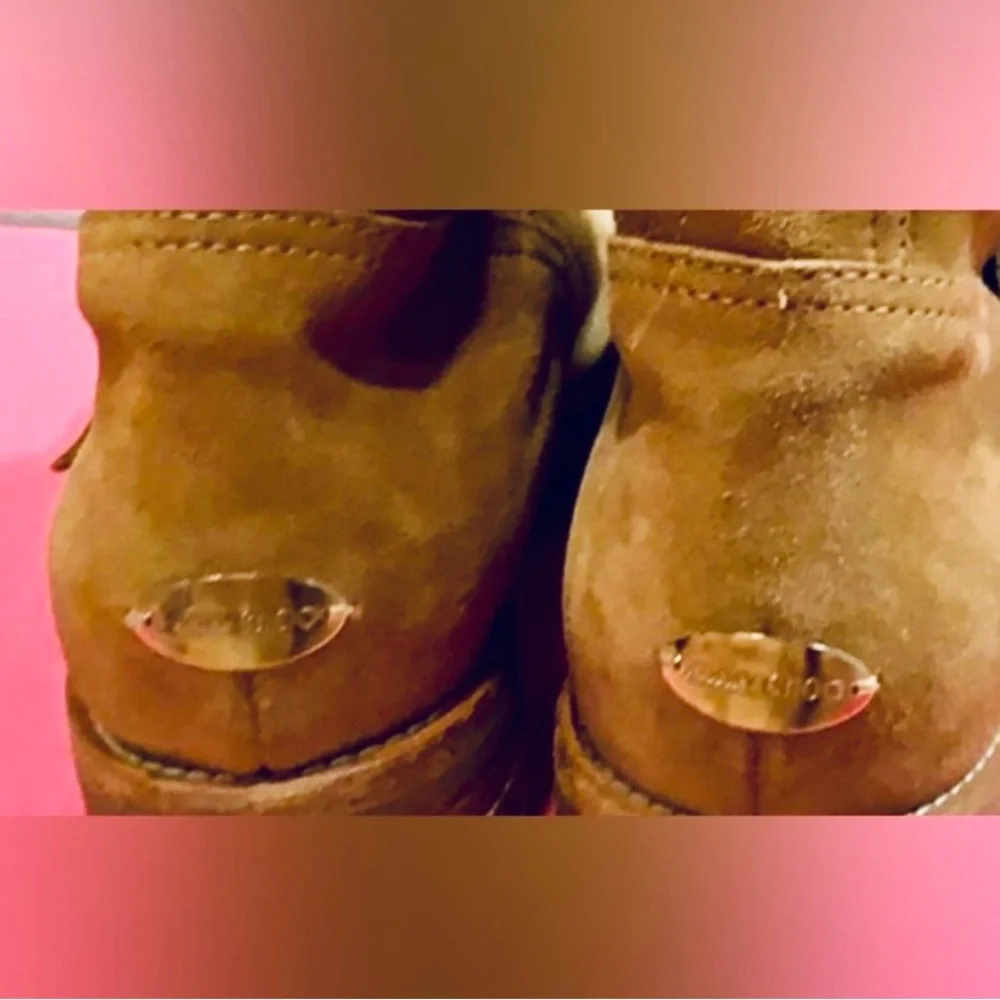 Jimmy Choo Tan Suede Moto Biker Buckled Boots Size 38 - Picture 4 of 6